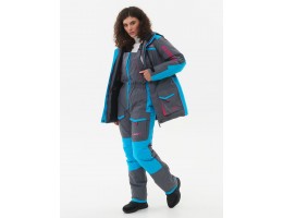 КОСТЮМ ЗИМНИЙ ЖЕНСКИЙ SIBERIA LADY ТКАНЬ BREATHABLE ЦВЕТ СЕРЫЙ/ГОЛУБОЙ (РАЗМЕР: 48-50, РОСТ: 170-176