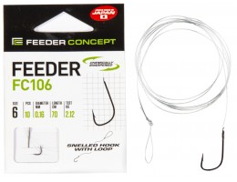 КРЮЧКИ С ПОВОДКОМ FC FEEDER СЕР. FC106 70СМ, РАЗМ.006, 0,16ММ 10ШТ.
